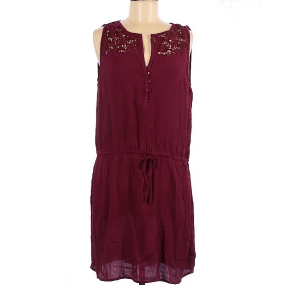 Gap Factory Burgundy Sleeveless Vneck Dress Rayon